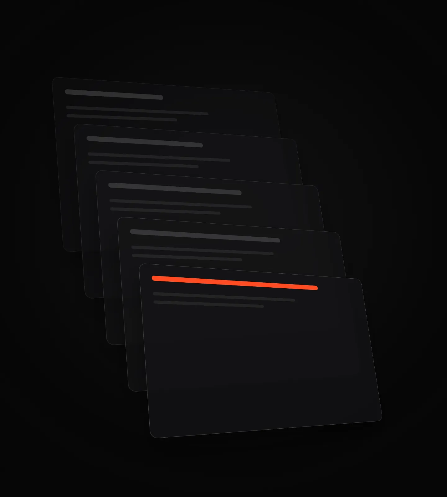 Translucent interface panels stacked in perspective.
