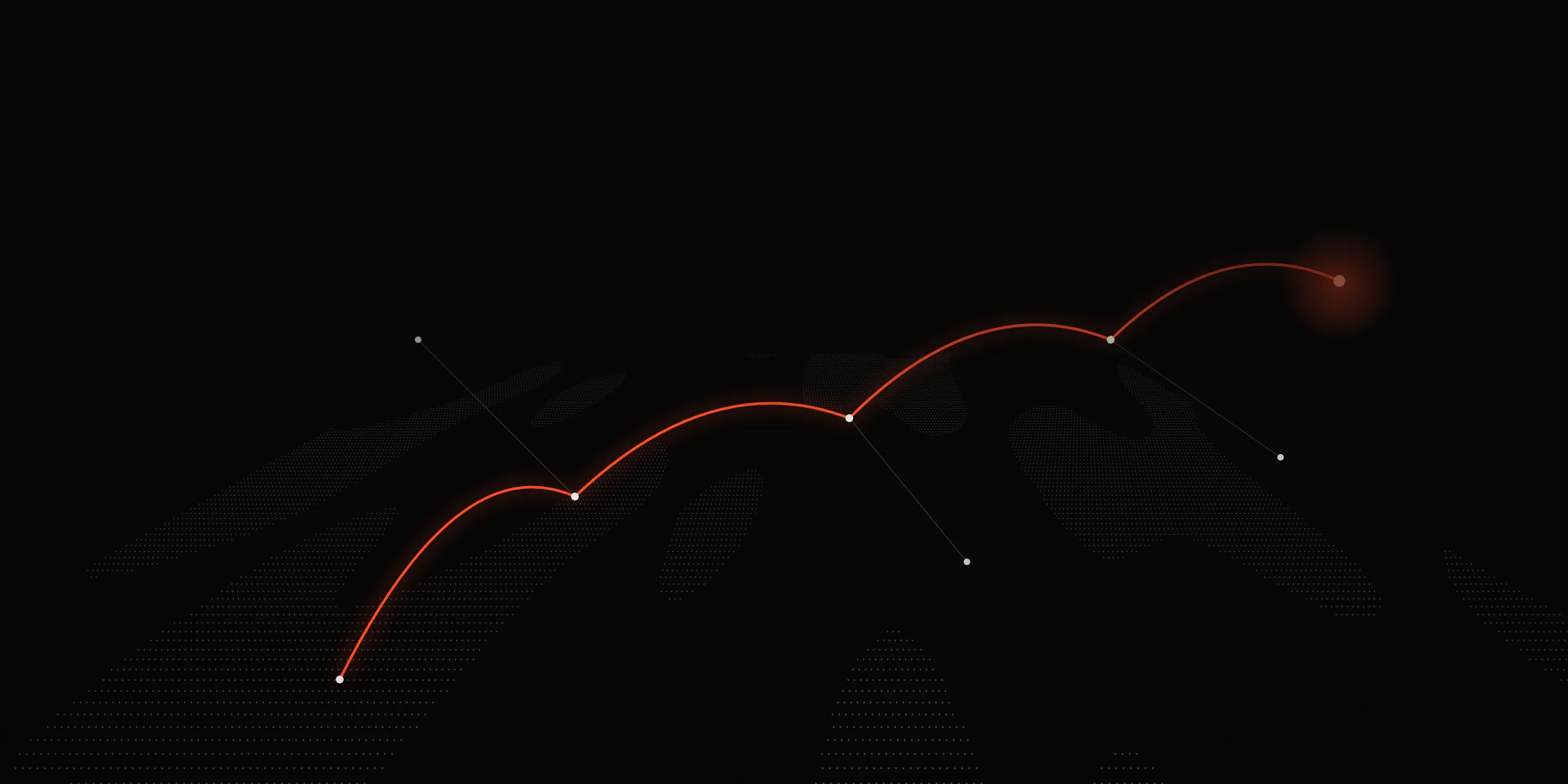 An abstract dark map with a single orange route connecting distribution nodes.